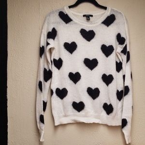 Forever 21 Black and White Heart Sweater